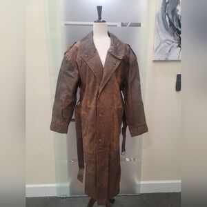 Vintage Genuine Distressed Leather Duster Sz 50 (Mens 40-42)(W 14-16)